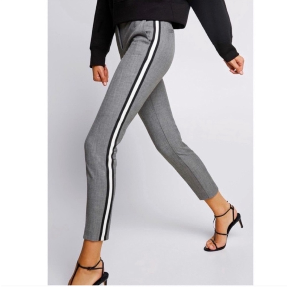 Zara gray trousers with elastic waist in the back and reflective side stripe